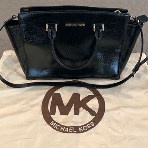 Michael Kors black Selma Patent Leather Bag